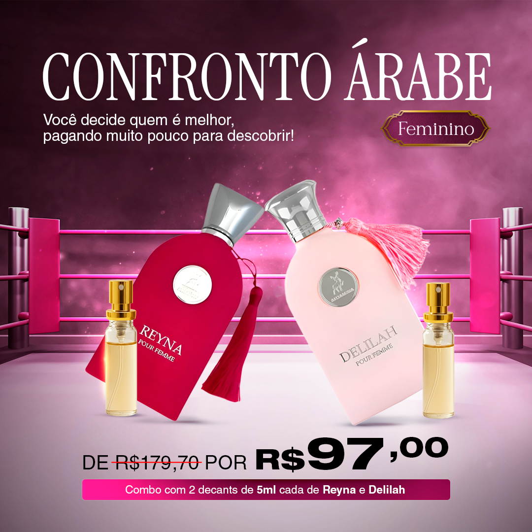 CONFRONTO ÁRABE FEMININO 02 - Combo Árabe com 2 Decants de 5ml. (Reyna e Delilah)