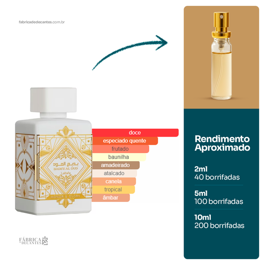(Decant) Bade'e Al Oud Honor & Glory Perfumes Compartilhável