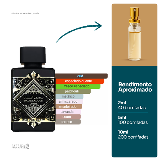 (Decant) Bade'e Al Oud Oud for Glory Perfumes Compartilhável