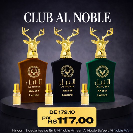 CLUB AL NOBLE - Combo Árabe com 3 Decants de 5ml. (AL NOBLE AMEER, AL NOBLE SAFEER, AL NOBLE WAZEER)