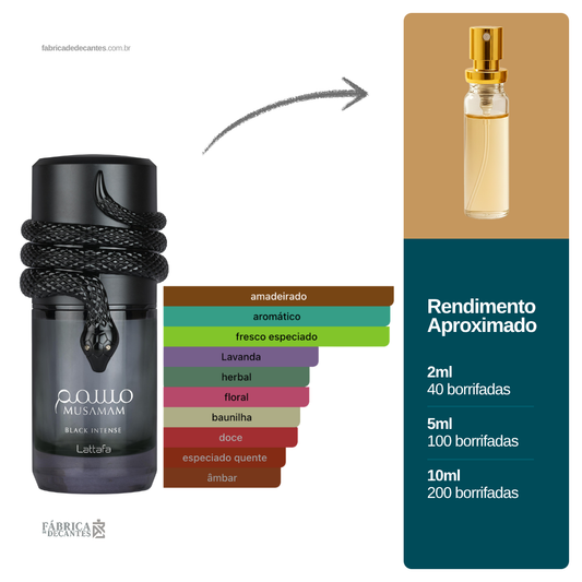 (Decant) Musamam Black Intense Lattafa Perfumes Compartilhável