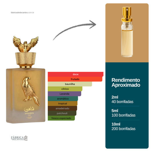 (Decant) Shaheen Gold Lattafa Perfumes Compartilhável